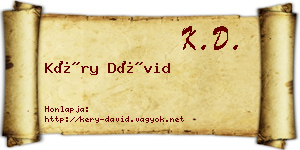 Kéry Dávid névjegykártya